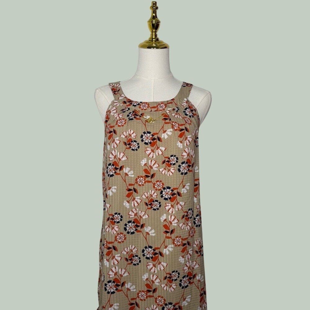 adrienne vittadini formal floral halter ruffle luxury dress beige black red gold